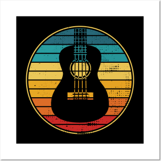 Retro Vintage Circle Sunset Ukulele Posters and Art